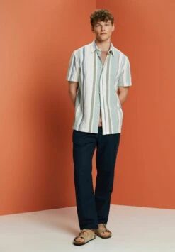 ESPRIT Kurzarm Mit Streifen - Camicia - Dusty Green -Vendite Jones 07d32c0639f64e3eadefa496855c08a4