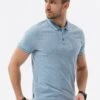 With Contrasting Collar - Polo - Blue Melange
