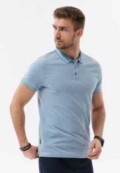 With Contrasting Collar - Polo - Blue Melange