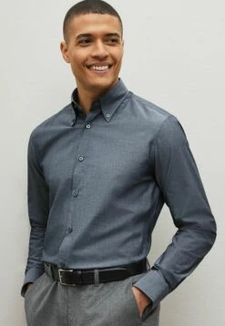 Next Trimmed Slim Fit Single Cuff - Camicia - Navy Blue