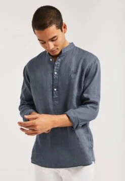 POLO CLUB Mao Collar Custom Fit Draco - Camicia - Denim Blue