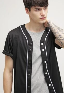 URBAN CLASSICS Baseball- Camicia - Black/White -Vendite Jones b7c73f3ddc31481db65703bda288a441