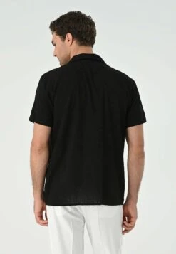 Lapel Collar Short Sleeve - Camicia - Black -Vendite Jones bede7b91b2f3437d9a14818554285f30