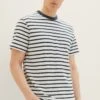 Tom Tailor Structured Stripe - T-Shirt Con Stampa - Navy