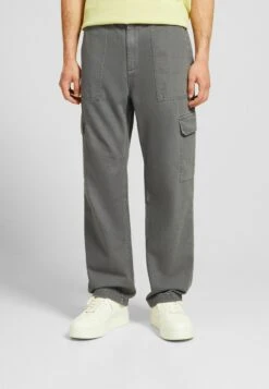 BERSHKA Cargo StraightPantaloniMottled Dark Grey Uomo Pantaloni BEJ22E0CJ-C11