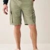 Next Premium Laundered Cargo ShortsShorts Di JeansKhaki Green Uomo Jeans NX322F09A-M11